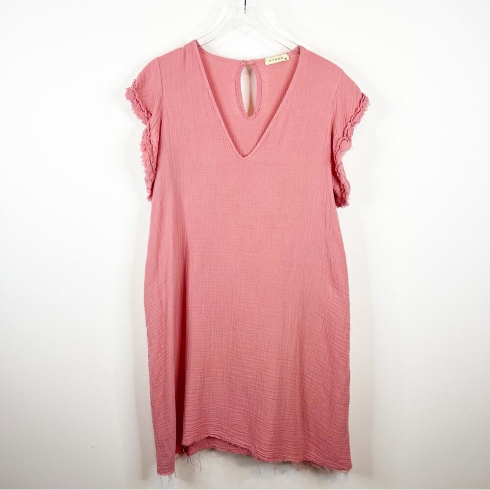 STARK X‎ Ruffle Sleeve Knee Length Dress M Pink - Picture 2 of 7